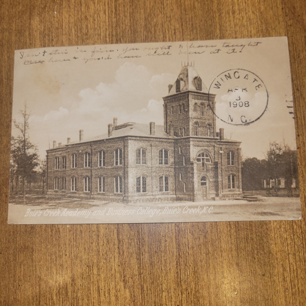 Rotograph‎ Postcard Buies Creek Academy NC 1908 Antique Good Historical Ephemera
